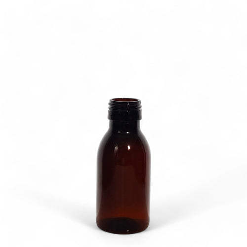 100ml Amber PET Plastic Bottles (28mm neck) with Choice of Closure