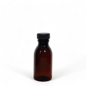 100ml Amber PET Plastic Bottles (28mm neck) with Choice of Closure