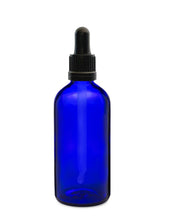 Load image into Gallery viewer, 100ml Blue Glass Bottles with Tamper Resistant Glass Pipettes