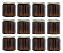 Load image into Gallery viewer, 120ml Amber Brown Glass Jar with Brushed Aluminum Lid