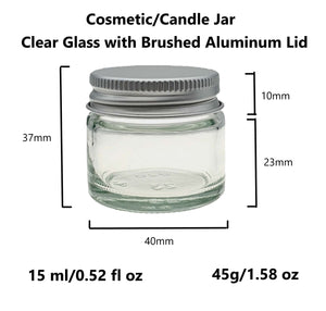 15ml Clear Glass Jar with Brushed Aluminum Lid