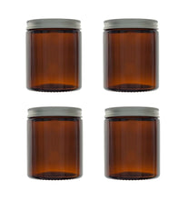 Load image into Gallery viewer, 180ml Amber Brown Glass Jar with Brushed Aluminum Lid