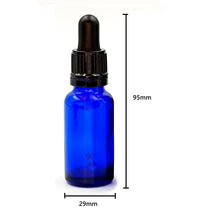 Load image into Gallery viewer, 20ml Blue Glass Bottles with Tamper Resistant Glass Pipettes