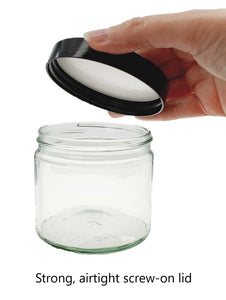 250ml Clear Glass Jar with Black Urea Lid