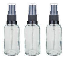 Load image into Gallery viewer, 30ml Clear Glass Bottles with Black Atomiser Spray and Clear Overcap