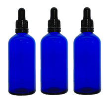 Load image into Gallery viewer, 100ml Blue Glass Bottles with Tamper Resistant Glass Pipettes