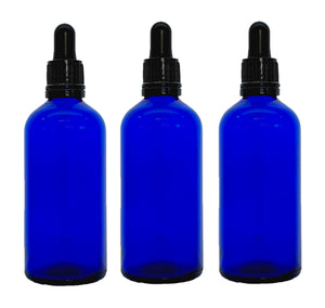 100ml Blue Glass Bottles with Tamper Resistant Glass Pipettes