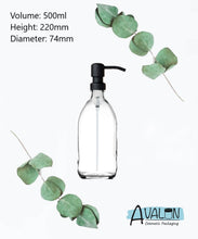 Load image into Gallery viewer, 500ml Clear Glass Soap Dispenser Bottles with Matt Black Metal Pump