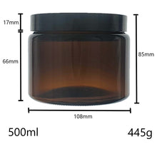 Load image into Gallery viewer, 500ml Amber Brown Glass Jar with Black Urea Lid