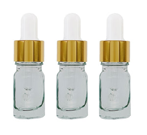 5ml Clear Glass Bottles with Gold/White Glass Pipettes