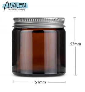 60ml Amber Brown Glass Jar with Brushed Aluminum Lid