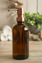 Load image into Gallery viewer, 300ml Amber Glass Soap Dispenser Bottles with Copper Style Metal Pump