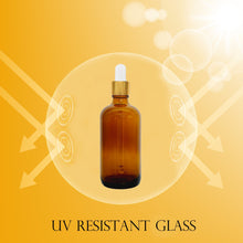Load image into Gallery viewer, 100ml Amber Glass Bottles with Gold/White Glass Pipettes