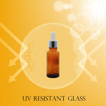 Load image into Gallery viewer, 25ml Amber Glass Bottles with Silver/White Glass Pipettes