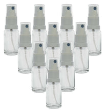 Load image into Gallery viewer, 10ml Clear Glass Bottles with White Atomiser Spray and Clear Overcap