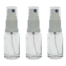 Load image into Gallery viewer, 10ml Clear Glass Bottles with White Atomiser Spray and Clear Overcap