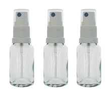 Load image into Gallery viewer, 15ml Clear Glass Bottles with White Atomiser Spray and Clear Overcap
