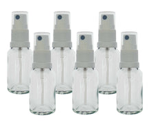 Load image into Gallery viewer, 15ml Clear Glass Bottles with White Atomiser Spray and Clear Overcap