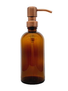 300ml Amber Glass Soap Dispenser Bottles with Copper Style Metal Pump