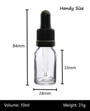 Load image into Gallery viewer, 10ml Clear Glass Bottles with Tamper Resistant Glass Pipettes