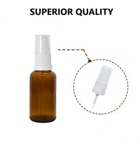 50ml Amber Glass Bottles with White Treatment Pump and Clear Overcap