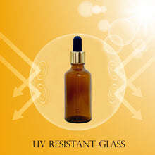 Load image into Gallery viewer, 50ml Amber Glass Bottles with Gold/Black Glass Pipettes