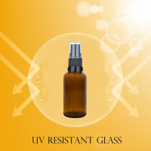 Load image into Gallery viewer, 30ml Amber Glass Bottles with Black Atomiser Spray and Clear Overcap