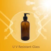 Load image into Gallery viewer, 300ml Amber Glass Soap Dispenser Bottles with Black Lock up Pump