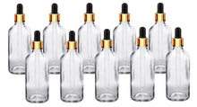 Load image into Gallery viewer, 100ml Clear Glass Bottles with Gold/Black Glass Pipette