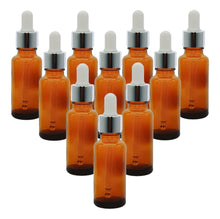 Load image into Gallery viewer, 25ml Amber Glass Bottles with Silver/White Glass Pipettes