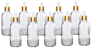 100ml Clear Glass Bottles with Gold/White Glass Pipette