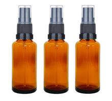 Load image into Gallery viewer, 25ml Amber Glass Bottles with Black Atomiser Spray and Clear Overcap