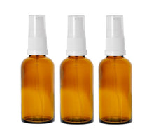 Load image into Gallery viewer, 50ml Amber Glass Bottles with White Treatment Pump and Clear Overcap