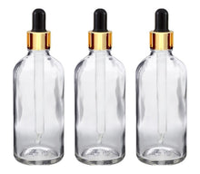 Load image into Gallery viewer, 100ml Clear Glass Bottles with Gold/Black Glass Pipette
