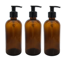 Load image into Gallery viewer, 300ml Amber Glass Soap Dispenser Bottles with Black Lock up Pump