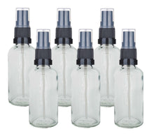 Load image into Gallery viewer, 50ml Clear Glass Bottles with Black Atomiser Spray and Clear Overcap
