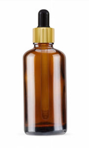 100ml Amber Glass Bottles with Gold/Black Glass Pipettes