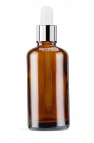 100ml Amber Glass Bottles with Silver/White Glass Pipettes