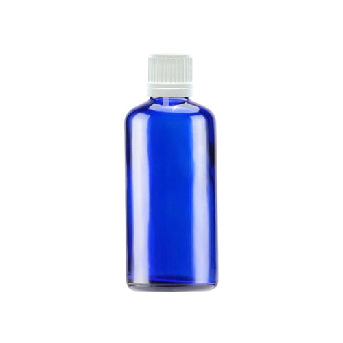 100ml Blue Glass Dropper Bottle with White Tamper-Resistant Dropper Cap