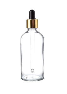 100ml Clear Glass Bottles with Gold/Black Glass Pipette