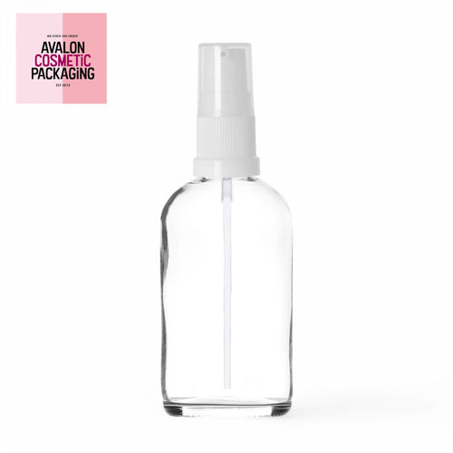 100ml Clear Glass Bottles with White Treatment Pump and Clear Overcap