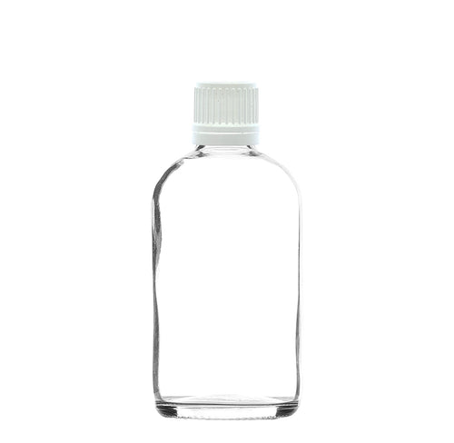 100ml Clear Glass Dropper Bottle with White Tamper-Resistant Dropper Cap