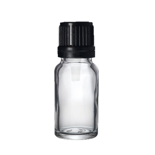 10ml Clear Glass Dropper Bottle with Black Tamper-Resistant Dropper Cap