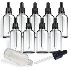 100ml Clear Glass Bottles with Tamper Resistant Glass Pipettes