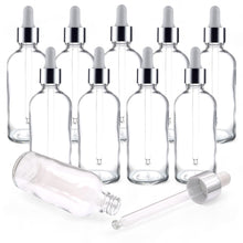 Load image into Gallery viewer, 100ml Clear Glass Bottles with Silver/White Glass Pipette