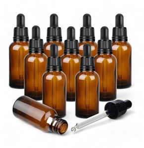 50ml Amber Glass Bottles with Tamper Resistant Glass Pipettes