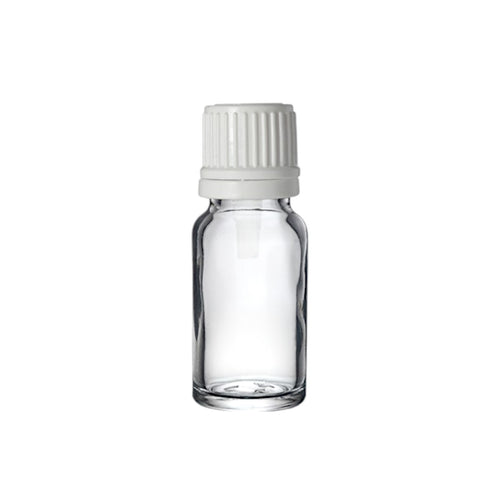10ml Clear Glass Dropper Bottle with White Tamper-Resistant Dropper Cap