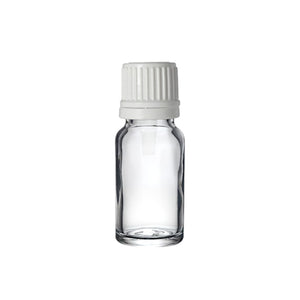 10ml Clear Glass Dropper Bottle with White Tamper-Resistant Dropper Cap