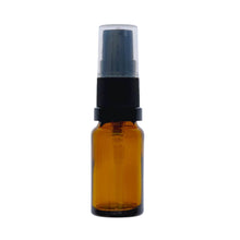 Load image into Gallery viewer, 10ml Amber Glass Dropper Bottles with Black Treatment Pump with Clear Over Cap