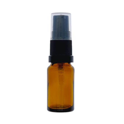 10ml Amber Glass Dropper Bottles with Black Treatment Pump with Clear Over Cap